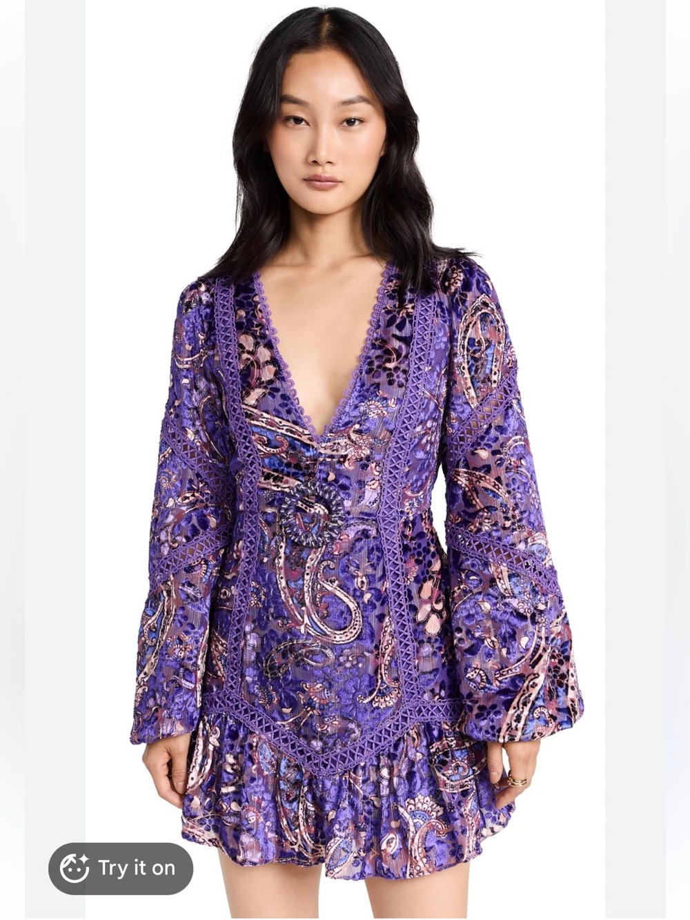 HEMANT & NANDITA Violet Crochet-Trim Blouse